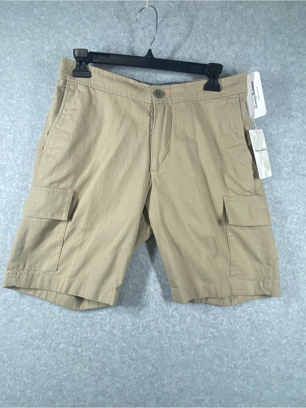 Tommy Bahama Linen Paradise Cargo Shorts Men’s size S/P x 9” khaki Chinchilla NW